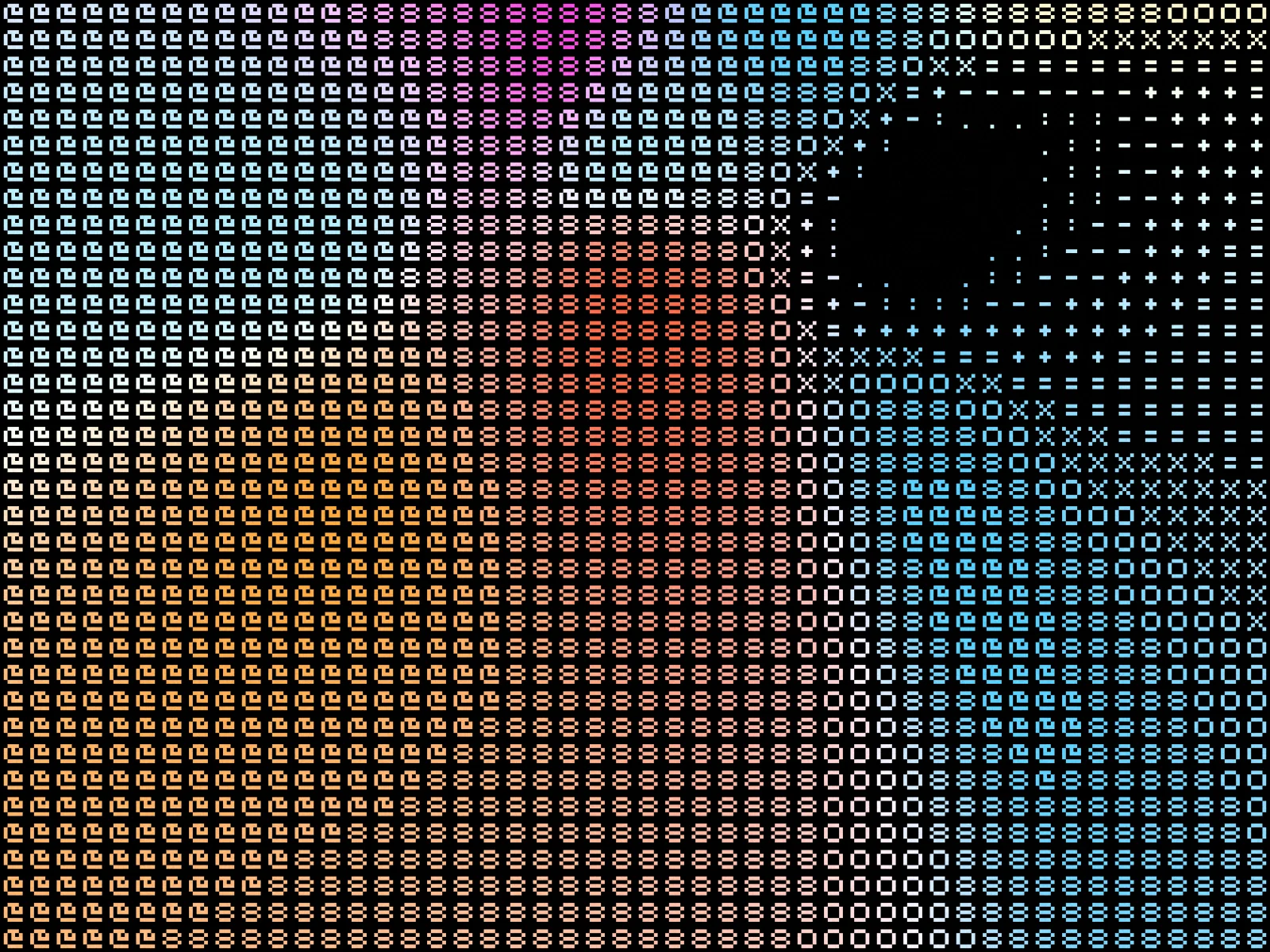 Afterhours: ASCII mesh gradient in blue, sand and amber