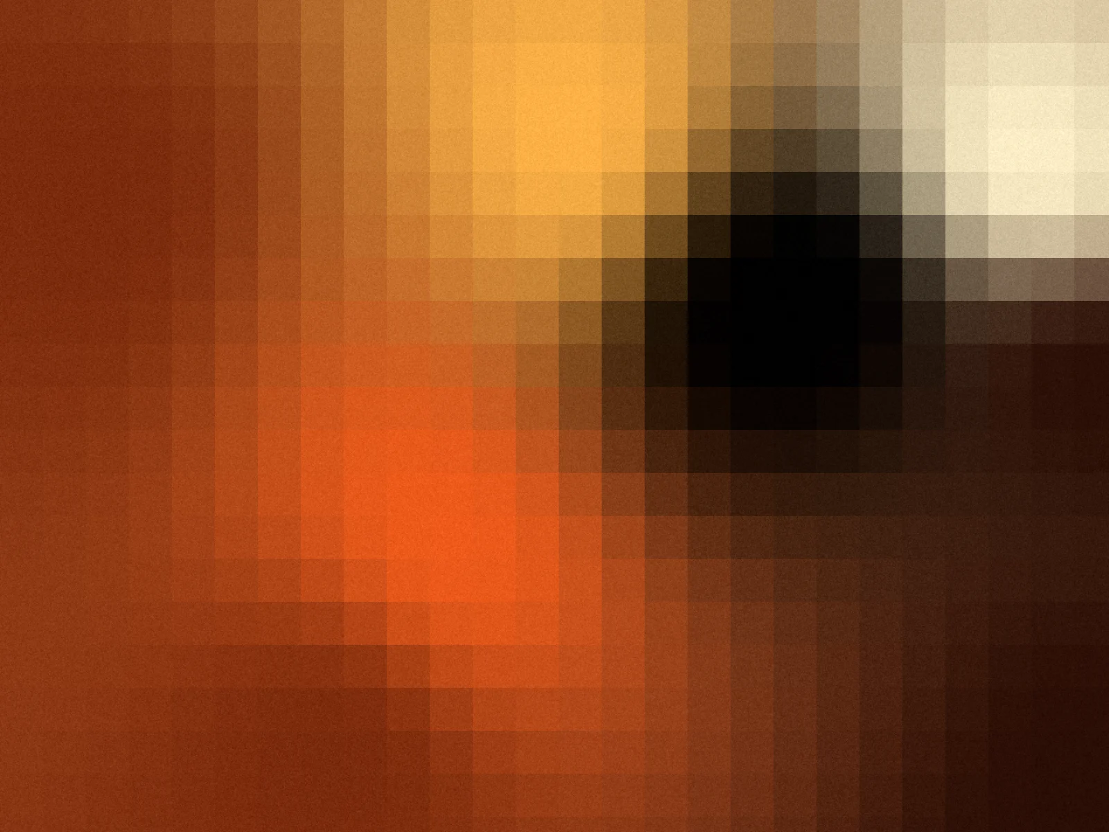 Late frost: pixelated mesh gradient in orange, amber and white